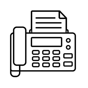 Fax machine icon flat outline in black