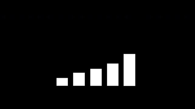 Growing up bar chart graph animation business report infographic on alpha channel background 