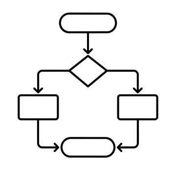 Flowchart icon flat outline in black