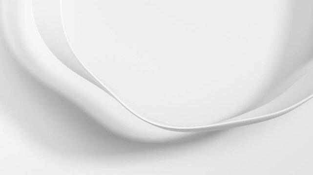 Abstract white background with wavy line and shadow on the wall, 4k seamless loop 3d animation