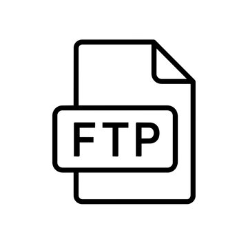 FTP icon flat outline in black