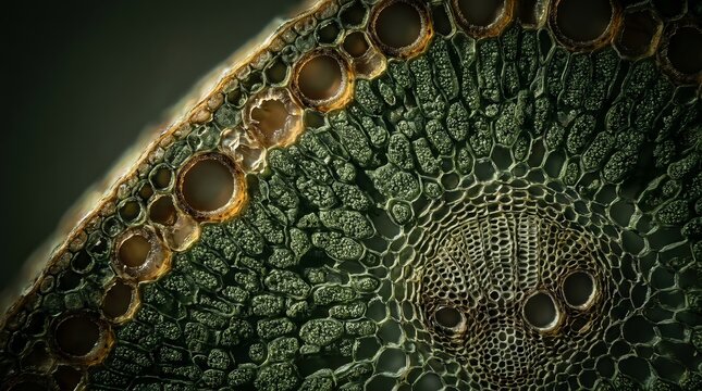 Pine needle exposing resin ducts in oblique side illumination