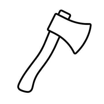 Hatchet icon flat outline in black
