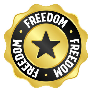 freedom golden badge. freedom gold seal or medal