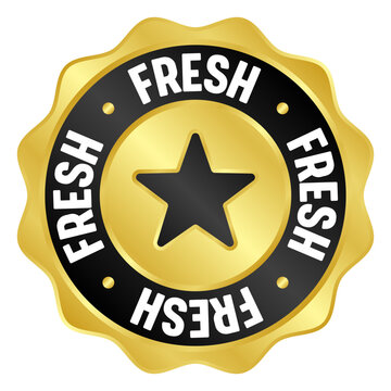 fresh golden badge. fresh gold seal or medal