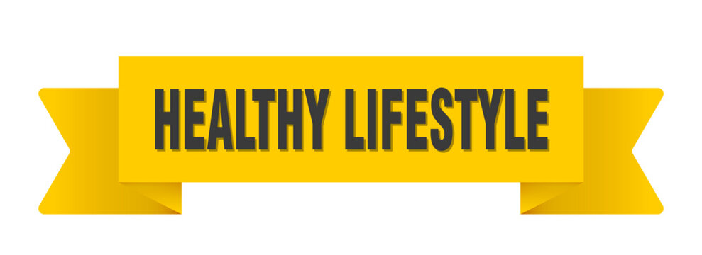 healthy lifestyle yellow ribbon isolated on transparent background. healthy lifestyle ribbon