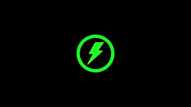Circle battery charging animation with power icon and percentage numbers. Isolated on a white background.