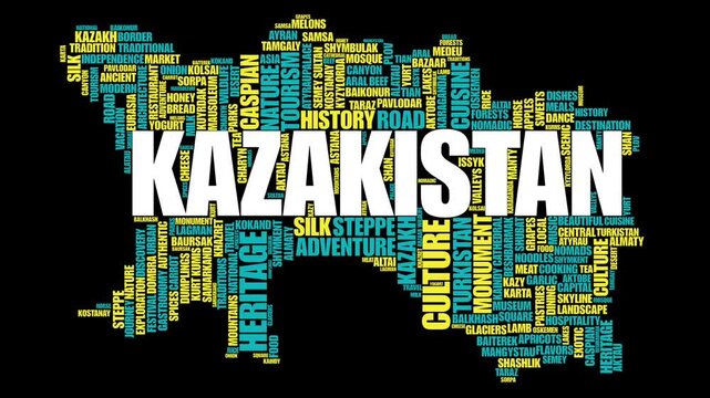 Animated Kazakhstan Silhouette Tag Cloud