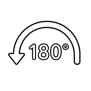 180 degrees icon flat outline in black