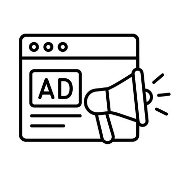 Ad icon flat outline in black