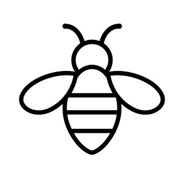 Bee icon flat outline in black