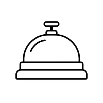 Bell concierge icon flat outline in black