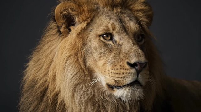 Male Lion Face Close Up