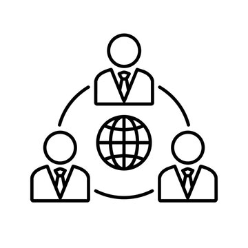 Business Connections icon flat outline in black