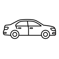 Fototapeta premium Car side view icon flat outline in black