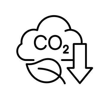 carbon reduction icon flat outline in black