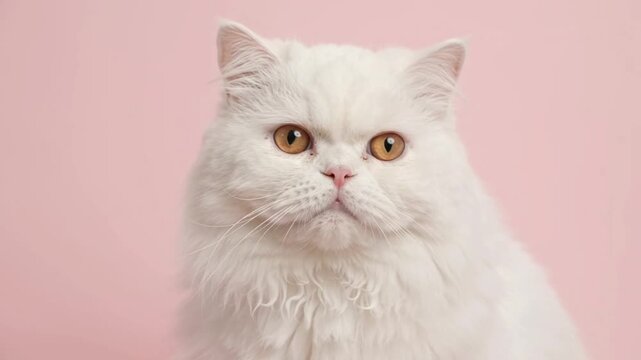 White Persian Cat Looking Around