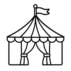 Circus tent icon flat outline in black © Warpiya
