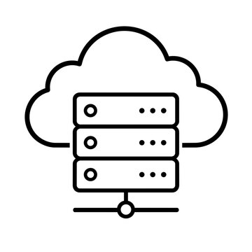 Cloud server icon flat outline in black