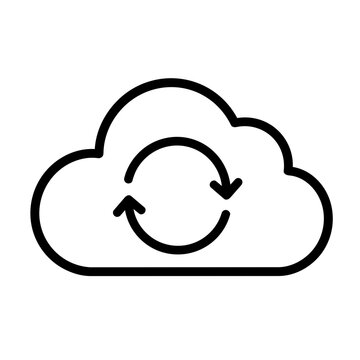 Cloud sync icon flat outline in black