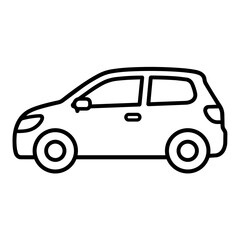 Naklejka premium Compact car icon flat outline in black