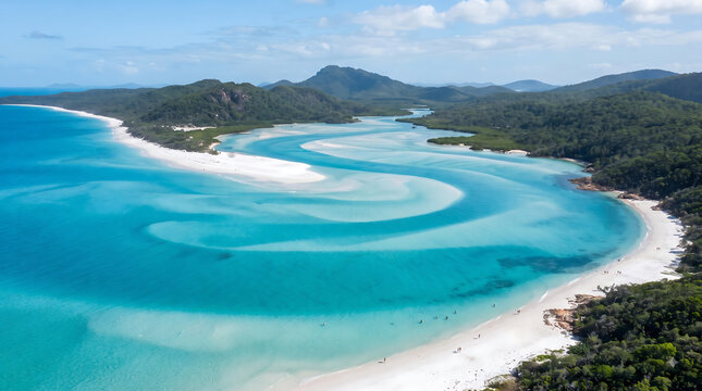 Whitehaven Beach Aerial View, Whitsunday Islands Australia