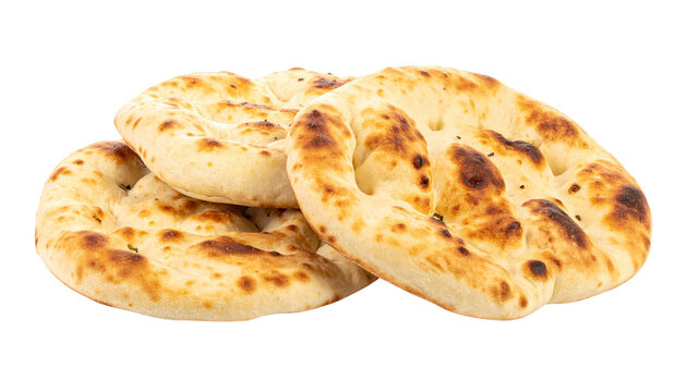 a pile of naan bread isolated on transparent background