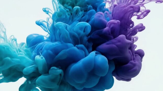 Abstract background of blue and deep purple ink clouds swirling in water ink cloud colorful liquid