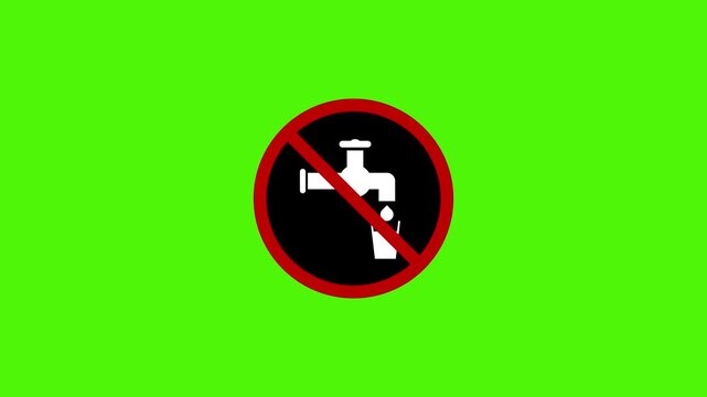 Prohibition symbol faucet glass water clean drinking danger health warning stop waste.