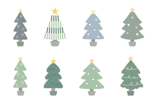 ゆるいクリスマスツリーのイラストセット