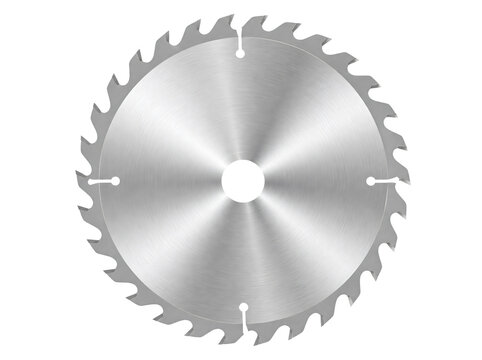Silver circular saw blade isolated on transparent background