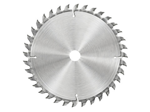 Silver circular saw blade isolated on transparent background