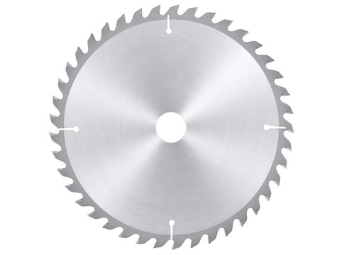 Silver circular saw blade isolated on transparent background