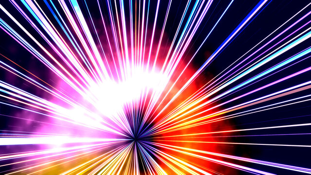 A dynamic 3D rendered explosion of radiant light emanating from a central point