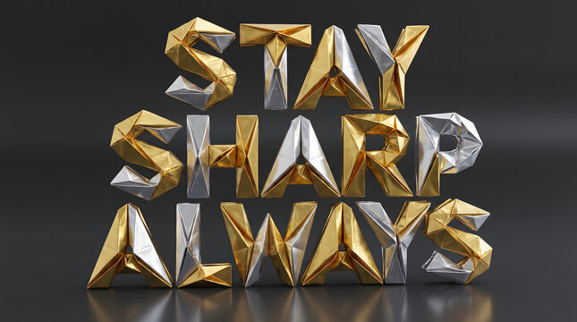 Stay Sharp Always Metallic Foil Text