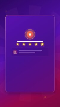 Abstract User Review Interface Animation with Five Star Rating System