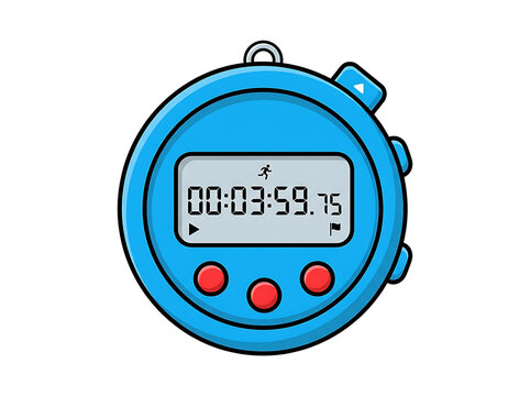 Blue Digital Sports Stopwatch Vector Illustration