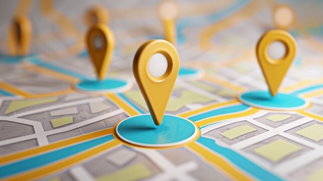 Clean map design with navigation path and location markers.