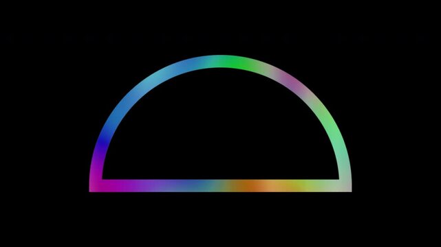 Colorful abstract patterns of outline a sharp semicircle shape, alpha channel, looping