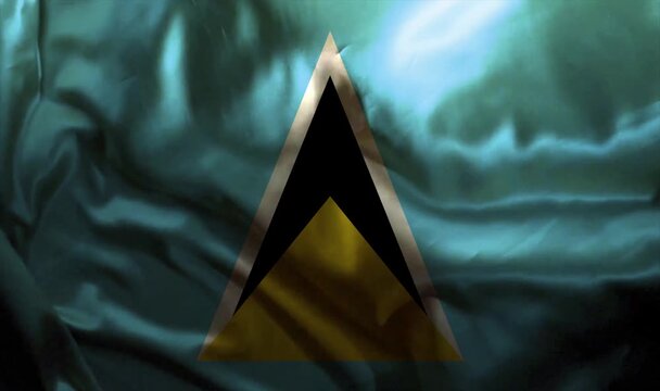 Saint Lucia FLag Waving Realistic video 4K