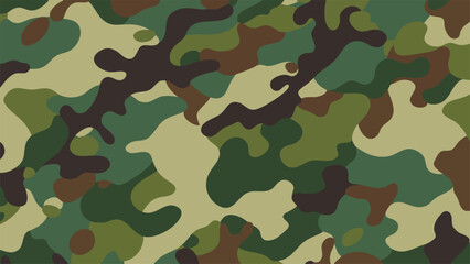 Fototapeta premium Vector Abstract Woodland Camo Pattern with Dense Layered Green Brown and Beige