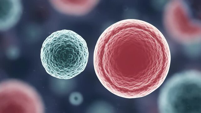 T lymphocyte slowly approaching one healthy human cell