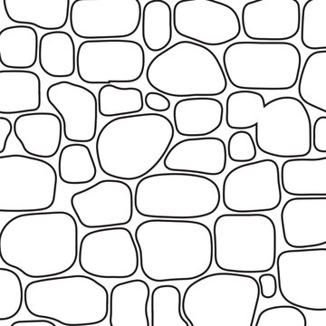 Seamless pattern of hand drawn cobblestone wall texture