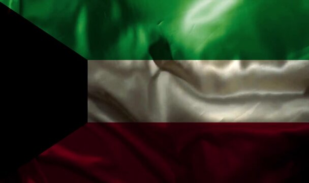Kuwait FLag Waving Realistic video 4K