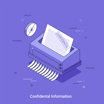 Confidential information vector illustration, document secured inside a locked file folder with digital protection concept, privacy, data security, and business document management