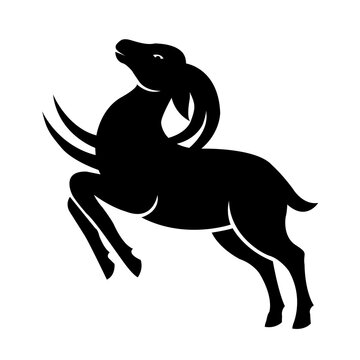 Rearing goat ram silhouette icon isolated on transparent background
