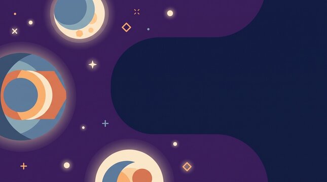 Abstract Cosmic Celestial Crescent Moon Space Background