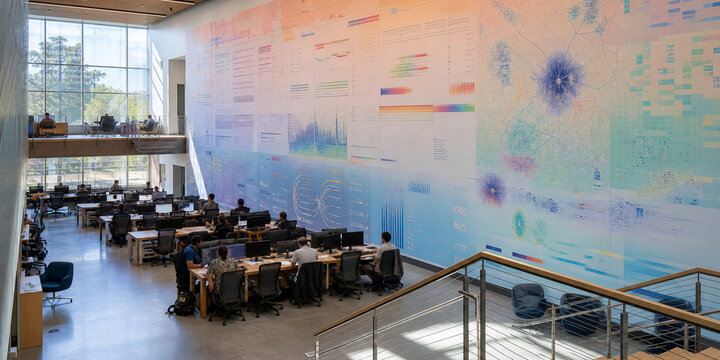 Soft Daylight University Supercomputing NOC With Pastel Data Murals