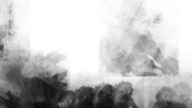 Abstract black and white halftone texture with retro comic book dot pattern.
