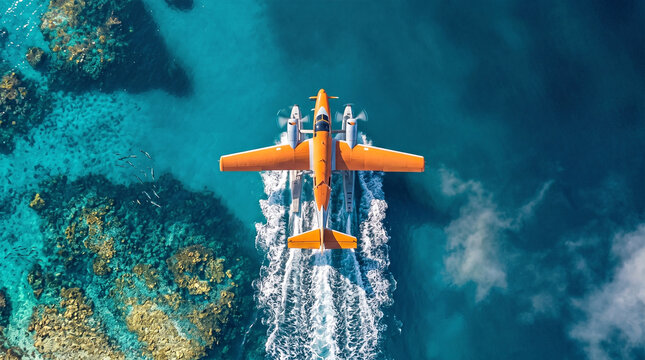 Seaplabe landing  , aerial photogrrphy